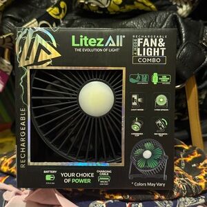 Litez All Rechargeable Fan & Light Combo (New)